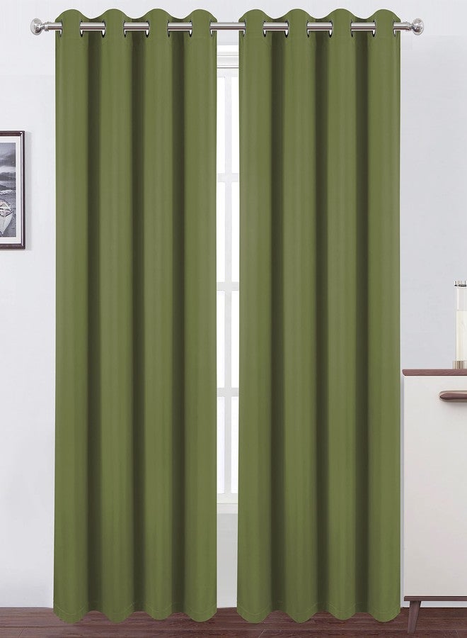 LEMOMO Olive Green Thermal 100% Blackout Curtains/52 x 95 Inch/Set of 2 Panels Room Darkening Curtains for Bedroom and Living Room - Image 2